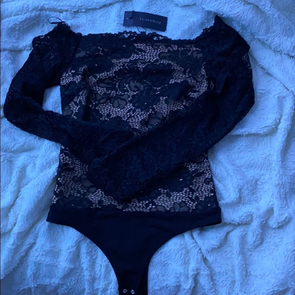 off the shoulder lace bodysuit
